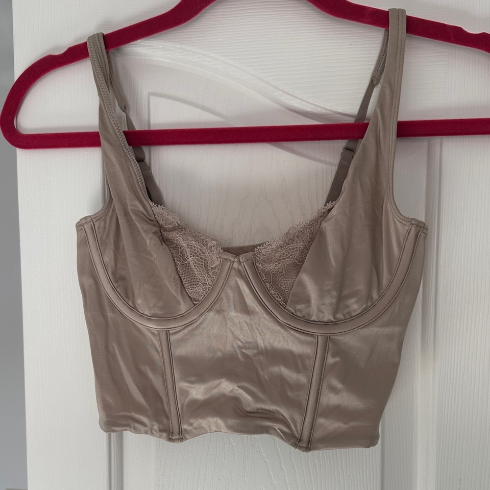 Abercrombie & Fitch Satin Lace Bralette - Tan